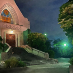 夜の教会背景